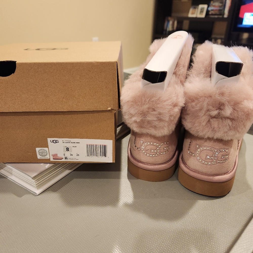 Pink Ugg crystal boots